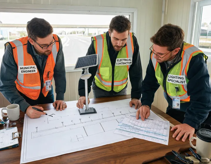 Infrastructure lighting project handoff meeting